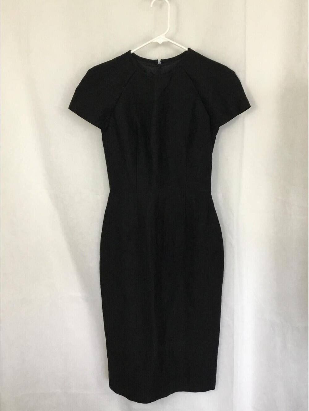 [386] Martin Grant Dress W 36 Black Short Sleeve Sheath Knee Length Work Office